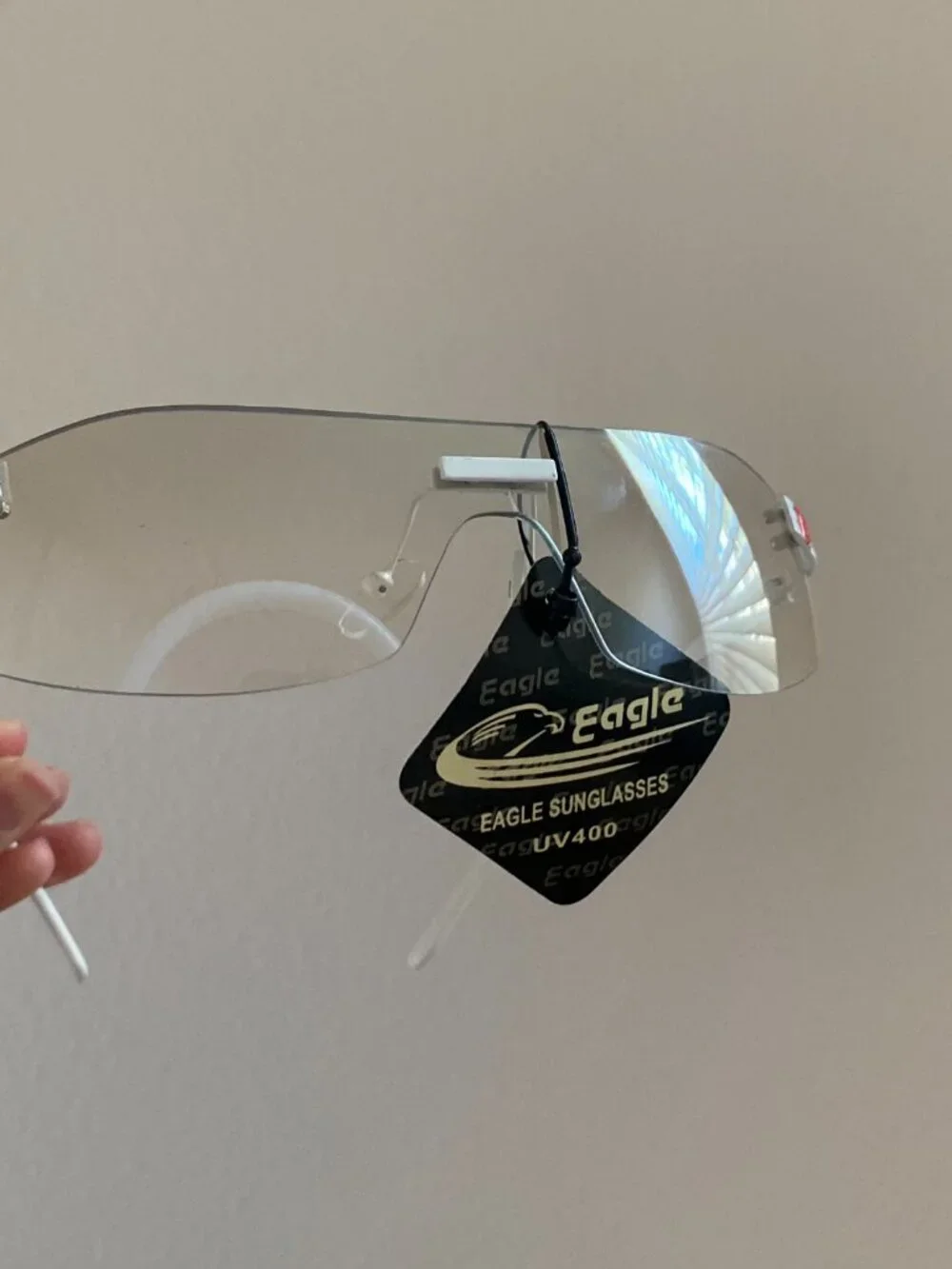 Eagle UV400 Rimless Wraparound Sunglasses – Light Grey Lens | NWT